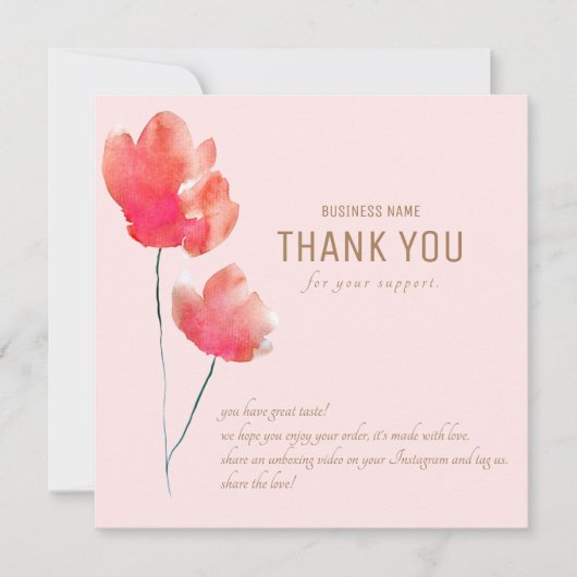 Aquarell Floral Danke Business Card (Vorderseite)