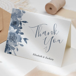 Aquarell Floral Dusty Blue Wedding Vielen Dank Karte