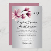 Aquarell Floral Dusty Mauve Taupe Gray Wedding Einladung (Vorne/Hinten)