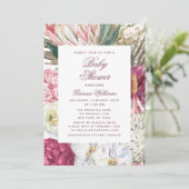 Aquarell Floral Elegante Babydusche Einladung (Stehend Vorderseite)