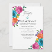 Aquarell Floral Fiesta Bat Mitzvah Einladung (Vorderseite)