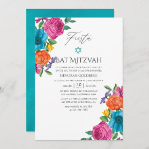 Aquarell Floral Fiesta Bat Mitzvah Einladung