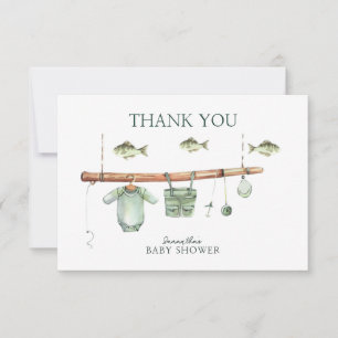 Aquarell Floral Fisherman Babydusche Dankeskarte