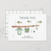 Aquarell Floral Fisherman Babydusche Dankeskarte (Vorne/Hinten)