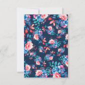 Aquarell Floral Geburtstag Danke Table Navy (Rückseite)