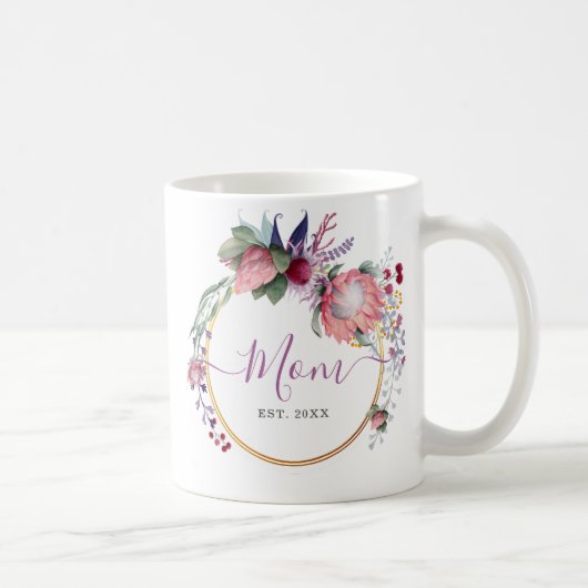 Aquarell Floral & Gold Baby Dusche Kaffeetasse (Rechts)
