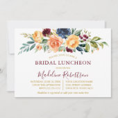Aquarell Floral Gold Bridal Luncheon Burgund Einladung (Vorderseite)
