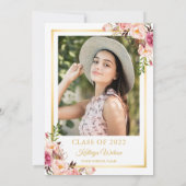 Aquarell Floral Gold Law School Abschluss Foto Einladung (Rückseite)