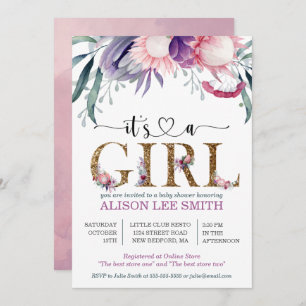 Aquarell Floral & Gold "The A Girl" Kinderdusche