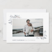 Aquarell Floral Happy Hanukkah Feiertagskarte (Vorderseite)