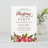 Aquarell Floral Holly Wreath Weihnachtsfest Party Einladung (Stehend Vorderseite)