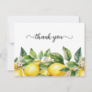Aquarell Floral Lemon Border Vielen Dank Postkarte