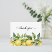 Aquarell Floral Lemon Border Vielen Dank Postkarte (Stehend Vorderseite)
