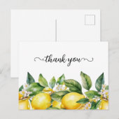 Aquarell Floral Lemon Border Vielen Dank Postkarte (Vorne/Hinten)