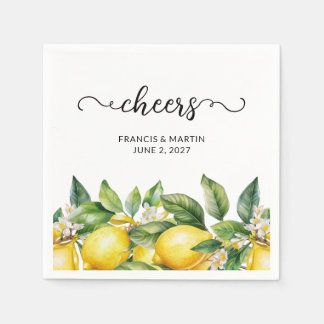 Aquarell Floral Lemon Border Vielen Dank Serviette