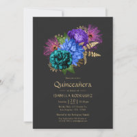 Aquarell Floral Mardi Gras Quinceñera Foto