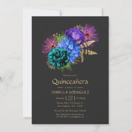 Aquarell Floral Mardi Gras Quinceñera Foto Einladung