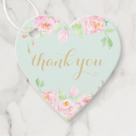 Aquarell Floral Pastel Green Vielen Dank Geschenkanhänger (Vorderseite)