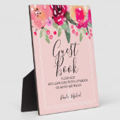 Aquarell Floral Pink Gästebuch Schilder Plaque Fotoplatte (Seite)