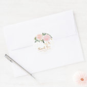 Aquarell Floral Pink Gold Babyaufkleber Runder Aufkleber (Umschlag)