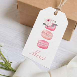 Aquarell Floral Pink Macaron Merci/Vielen Dank Geschenkanhänger