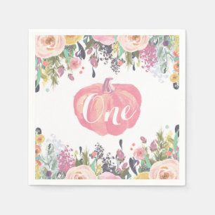 Aquarell Floral Pumpen Erster Geburtstag Rosa Serviette