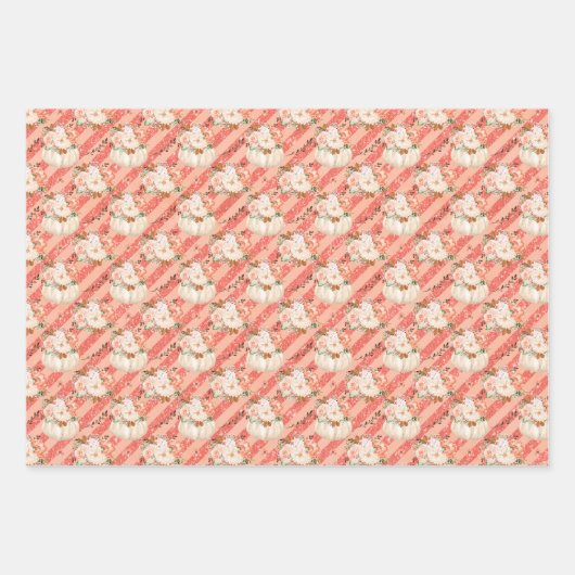 Aquarell Floral Pumpkin Birthday Baby Dusche Geschenkpapier Set (Vorderseite 2)