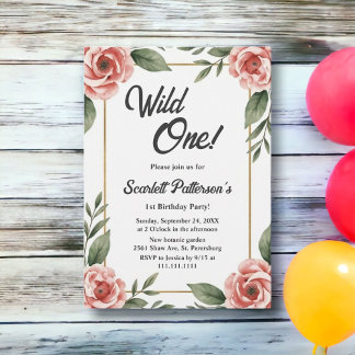 Aquarell Floral Rustic Boho Wild Ein Geburtstag Einladung