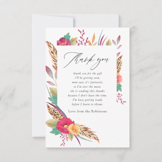 Aquarell Floral Safari Babydusche Dankeskarte (Vorderseite)