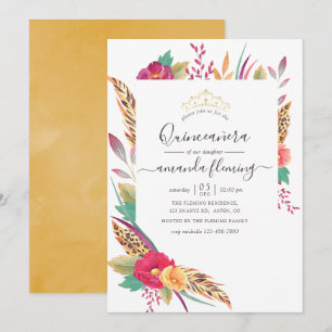 Aquarell Floral Safari Quinceañera Einladung