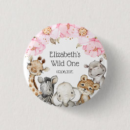 Aquarell Floral Safari Tiere Peony Birthday Bu Button