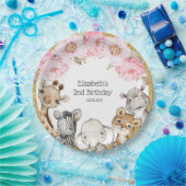 Aquarell Floral Safari Tiere Peony Birthday Pappteller (Party)