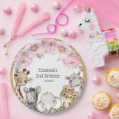 Aquarell Floral Safari Tiere Peony Birthday Pappteller (Party)