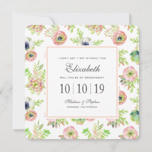 Aquarell Floral & Succulents - Bridesmaid Einladung