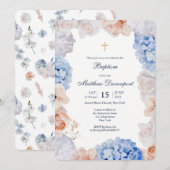 Aquarell Floral Taufen Einladung Junge und Mädchen (Vorne/Hinten)