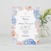 Aquarell Floral Taufen Einladung Junge und Mädchen (Stehend Vorderseite)