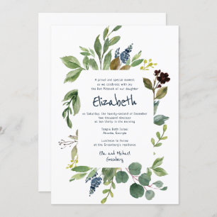 Aquarell Floral und Foliage Bat Mitzvah Einladung
