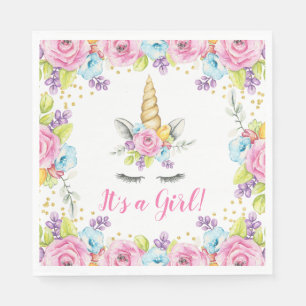 Aquarell Floral Unicorn Es ist eine Girl Baby Dusc Serviette