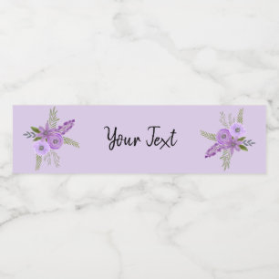 Aquarell Floral Violett Lavendel Wasserflaschenetikett