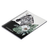 Aquarell Floral Wild Zebra Personalisierter Name Notizblock (Linke Seite)
