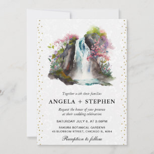 Aquarell Florale Frühlings Wasserfall Hochzeit Einladung