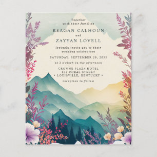 Aquarell Florale Frühlingsberge Hochzeit Flyer