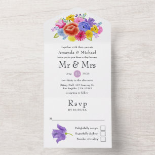 Aquarell Florale Mexikanische Fiesta-Hochzeit All In One Einladung