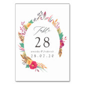 Aquarell Florale Safari-Hochzeit Tischnummer (Rückseite)