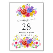 Aquarell Florale Spanische Fiesta-Hochzeit Tischnummer (Rückseite)