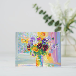 Aquarell Florale Stiefmütterchen Postkarte