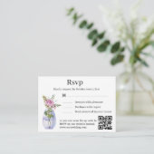 Aquarell florale stilvolle Hochzeit rsvp qr Code Begleitkarte (Stehend Vorderseite)