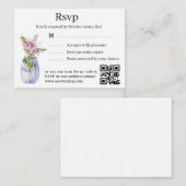 Aquarell florale stilvolle Hochzeit rsvp qr Code Begleitkarte (Vorne/Hinten)