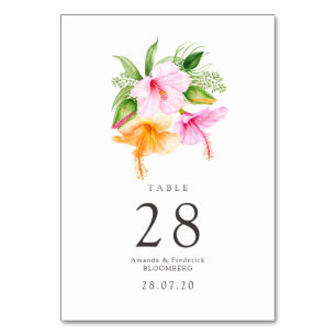 Aquarell Florale Strandhochzeit Tischnummer