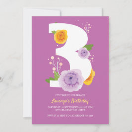 Aquarell Florals 3. Geburtstag Party Save The Date